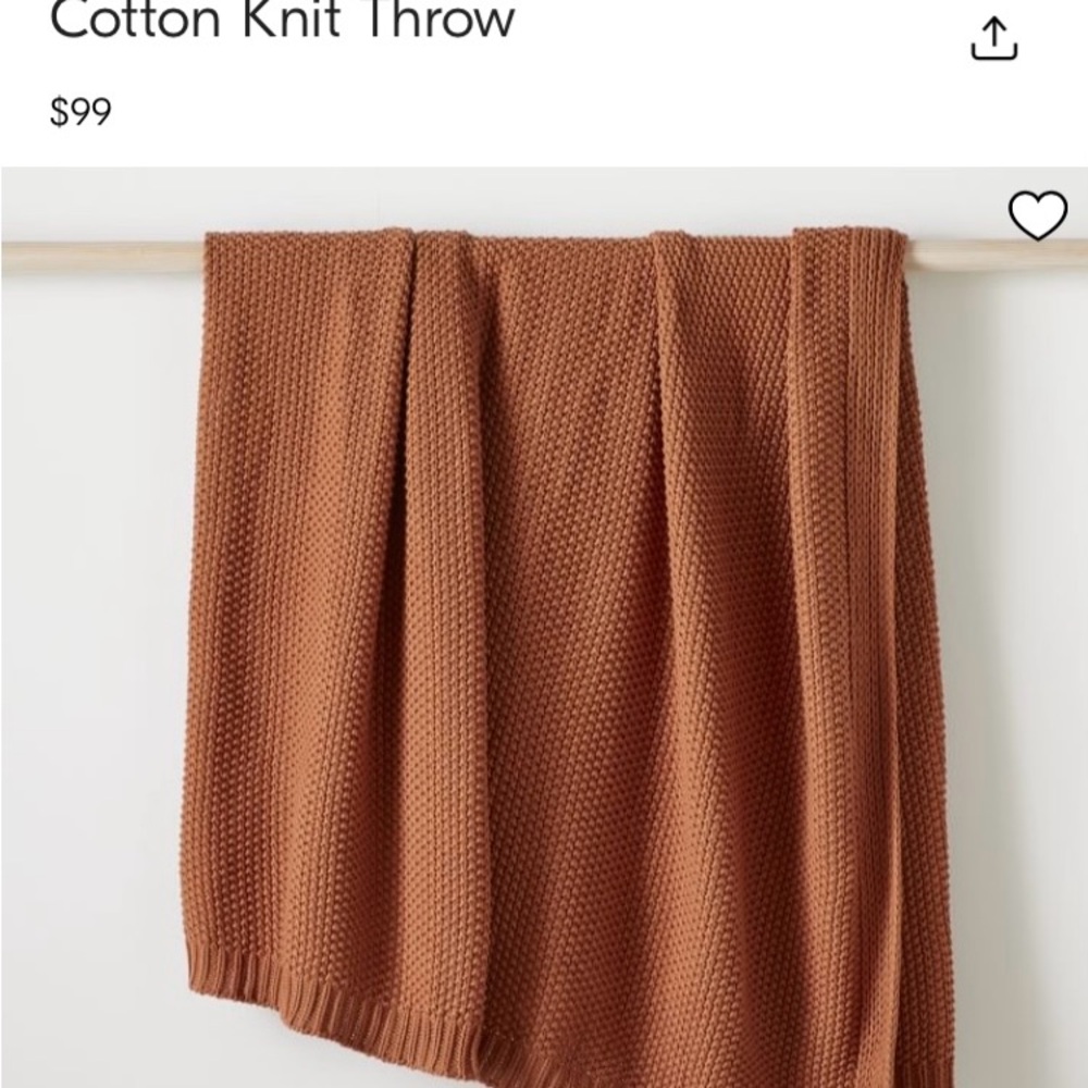 West Elm Cotton Knit Throw in Rust